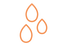 Three orange teardrop shapes on a white background