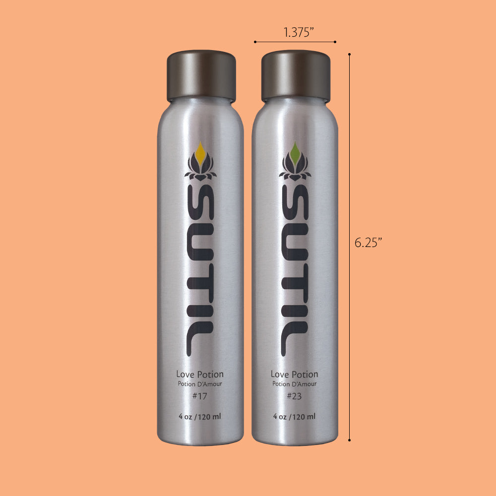 Sutil Massage Oils with measurements