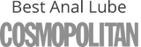 Text 'Best Anal Lube COSMOPOLITAN' in gray on a white background
