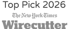 Text 'Top Pick 2026 The New York Times Wirecutter' in gray on a white background